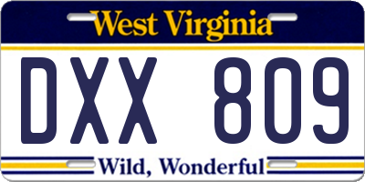 WV license plate DXX809