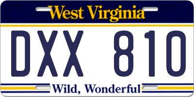 WV license plate DXX810