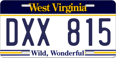 WV license plate DXX815