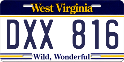 WV license plate DXX816
