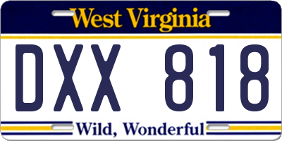 WV license plate DXX818