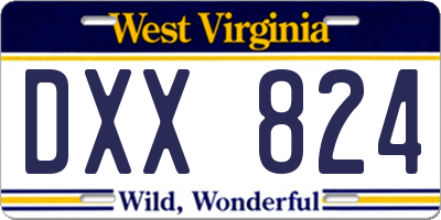 WV license plate DXX824