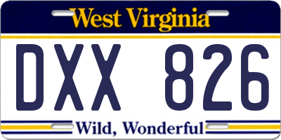 WV license plate DXX826