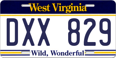 WV license plate DXX829