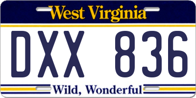 WV license plate DXX836