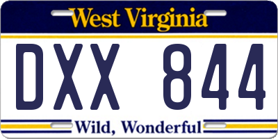 WV license plate DXX844