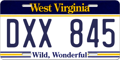 WV license plate DXX845