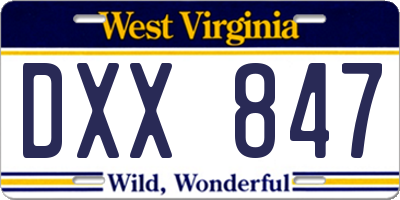 WV license plate DXX847