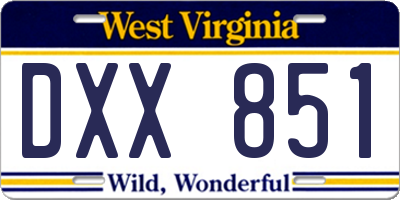 WV license plate DXX851