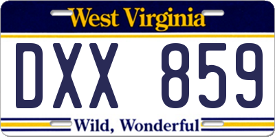 WV license plate DXX859