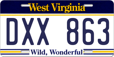 WV license plate DXX863