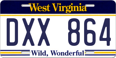 WV license plate DXX864
