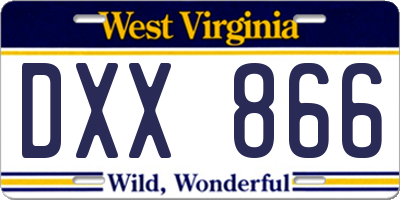 WV license plate DXX866