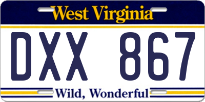 WV license plate DXX867