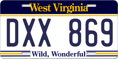 WV license plate DXX869