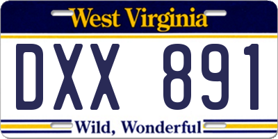 WV license plate DXX891