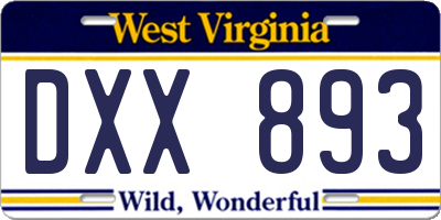 WV license plate DXX893