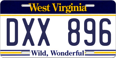 WV license plate DXX896