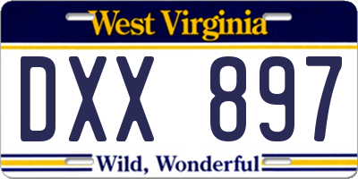 WV license plate DXX897