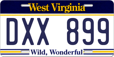 WV license plate DXX899