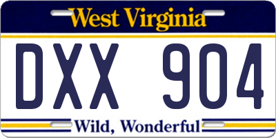 WV license plate DXX904