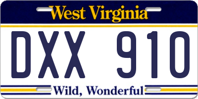 WV license plate DXX910