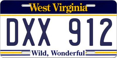 WV license plate DXX912