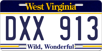 WV license plate DXX913