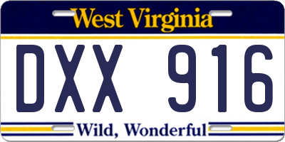 WV license plate DXX916