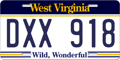 WV license plate DXX918