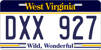 WV license plate DXX927