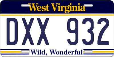 WV license plate DXX932