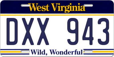 WV license plate DXX943