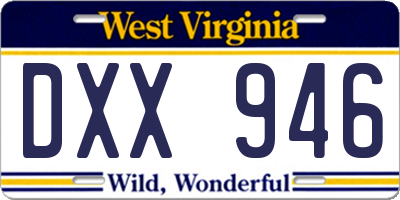 WV license plate DXX946