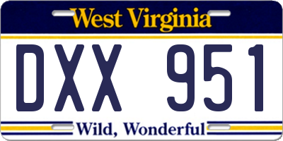 WV license plate DXX951