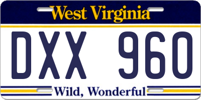 WV license plate DXX960