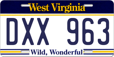 WV license plate DXX963