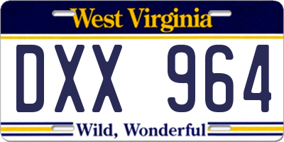 WV license plate DXX964