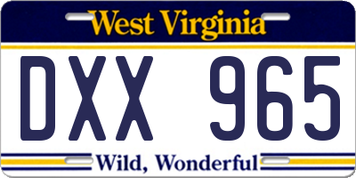 WV license plate DXX965