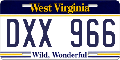 WV license plate DXX966