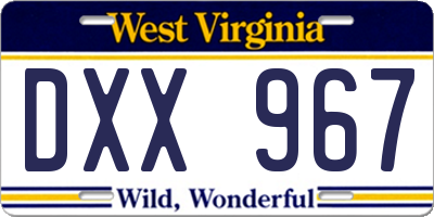 WV license plate DXX967