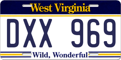 WV license plate DXX969
