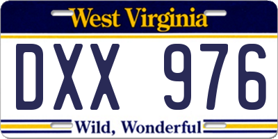 WV license plate DXX976