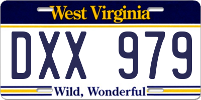 WV license plate DXX979