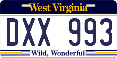 WV license plate DXX993