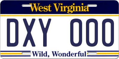 WV license plate DXY000