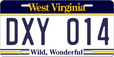 WV license plate DXY014