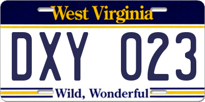 WV license plate DXY023
