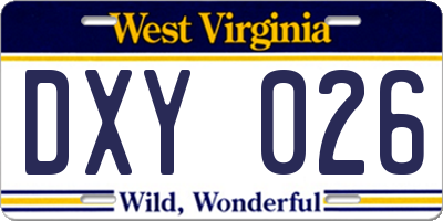 WV license plate DXY026