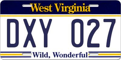 WV license plate DXY027